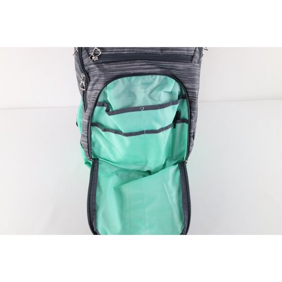 Vintage Adidas Spell Out Striped Loadspring Backpack Book Bag Carry On Gray Teal main image 8